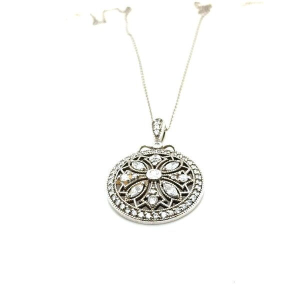 Art Deco Design 925 Silver Necklace - Picture 5 of 9